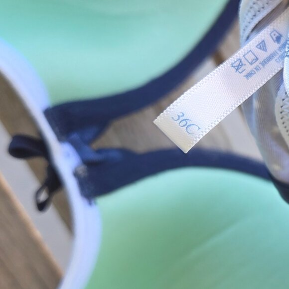 36C Aerie by AE Lined Underwire "Paige" Bra Navy with White Polkadots - Picture 4 of 5